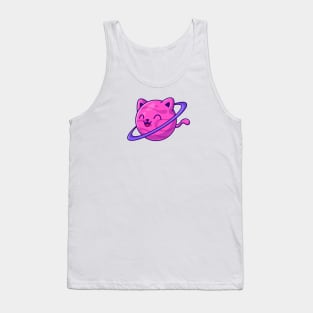 Cute Cat Planet Cartoon Tank Top